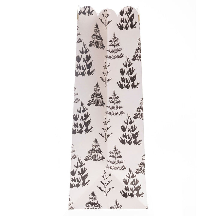 Cream & Black Trees Large Holiday Gift Bag - Graphique de France