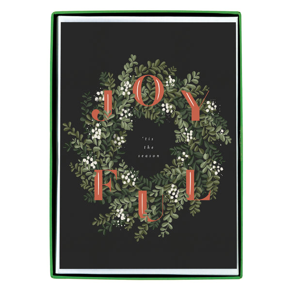 Joyful Wreath Large Classic Holiday Boxed Card