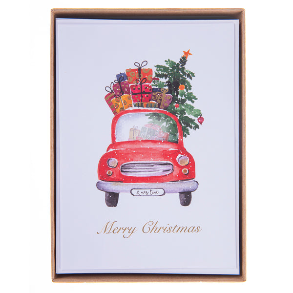 Car With Tree Large Classic Holiday Boxed Card
