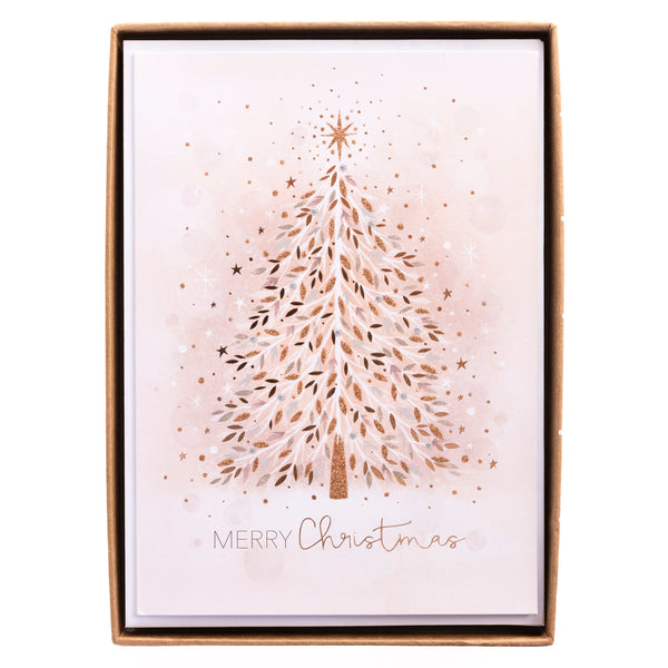 Rose Gold Tree Large Classic Holiday Boxed Card