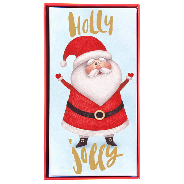 Holly Jolly Santa Money Holder Holiday Boxed Card