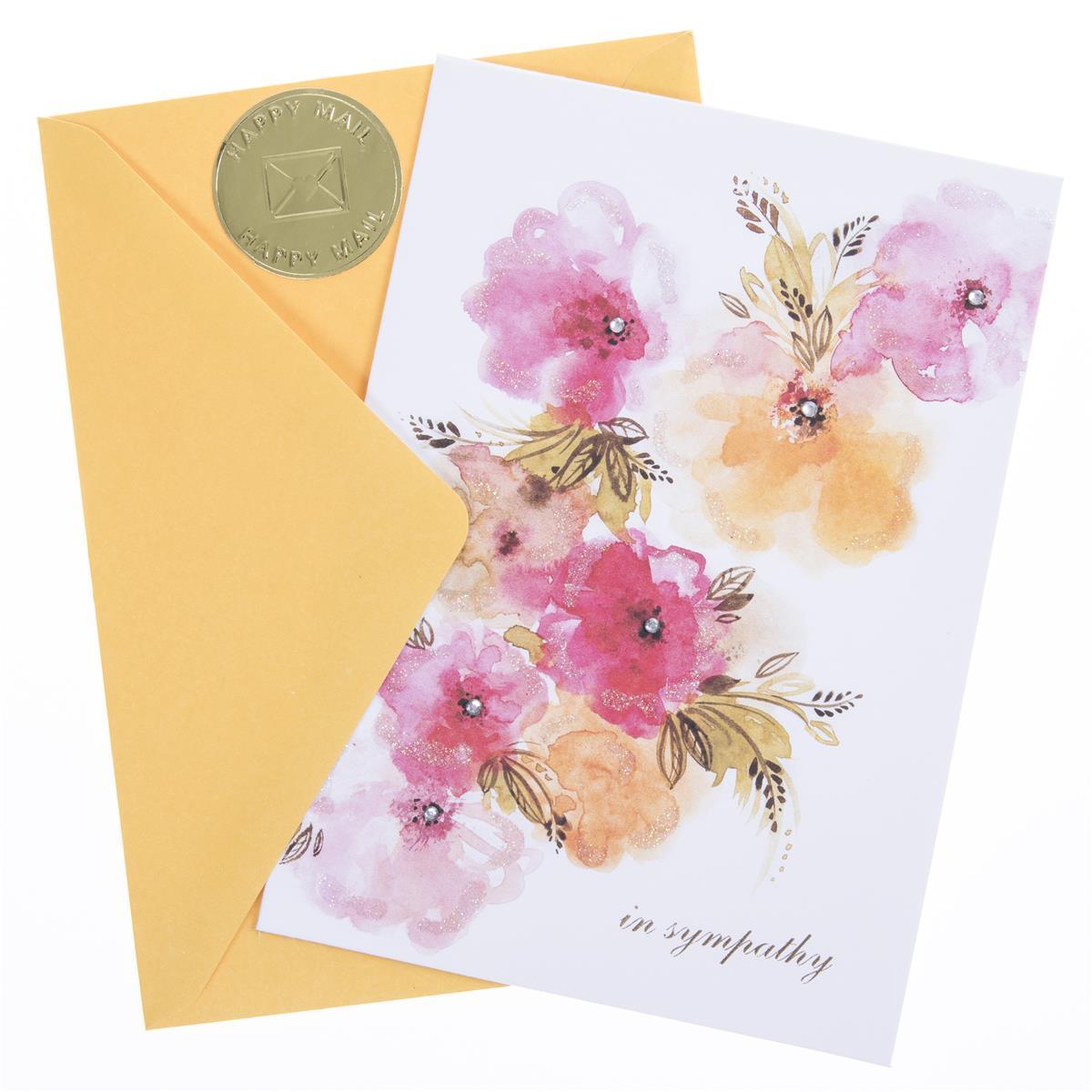 Orange & Pink Floral Handmade Sympathy Card | 1 ct | Includes Envelope ...