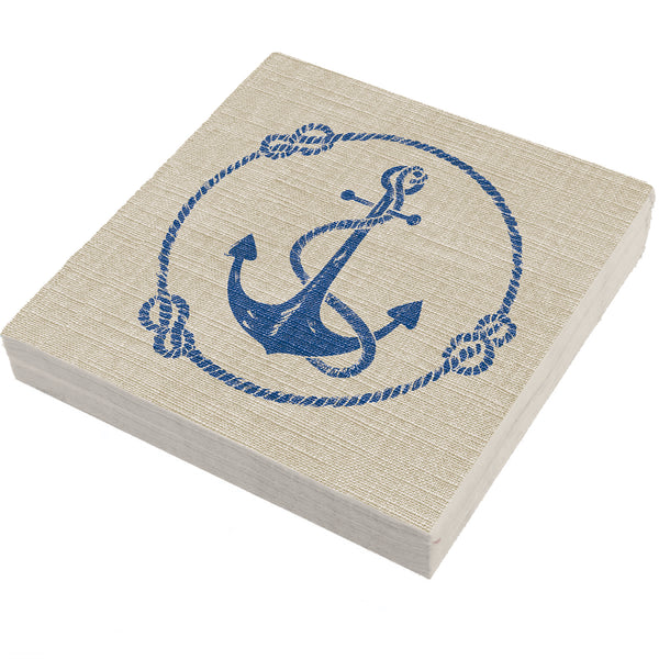 Linen Anchor with Rope Cocktail Napkins