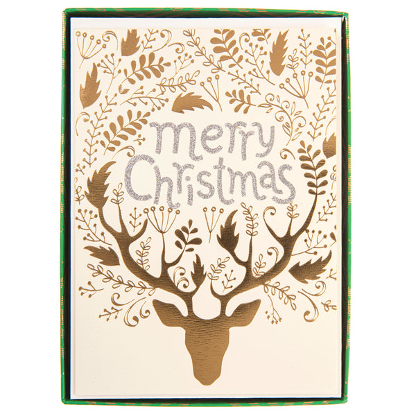 Gold Reindeer Large Signature Holiday Boxed Card