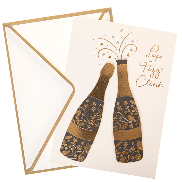 Champagne bottles Wedding Handmade Card