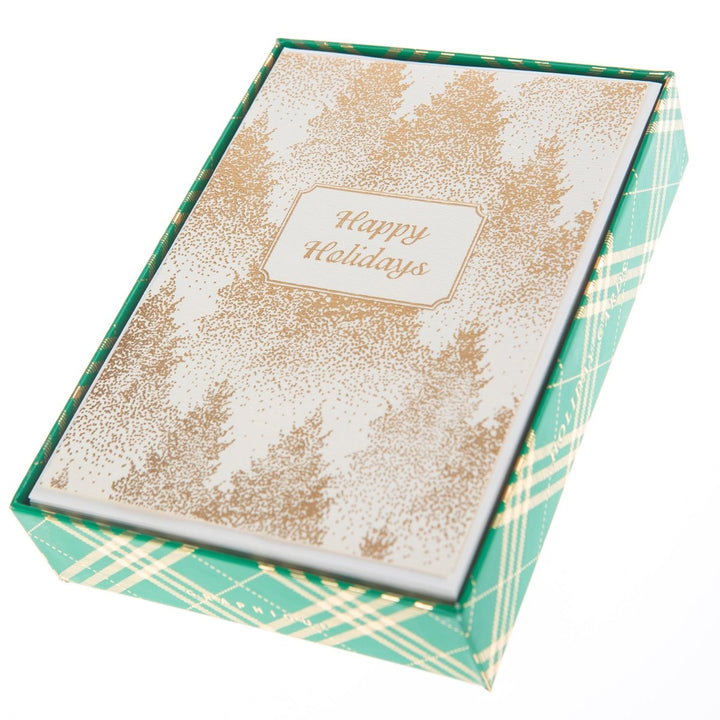 Gold Dotted Trees Large Signature Holiday Boxed Card - Graphique de France