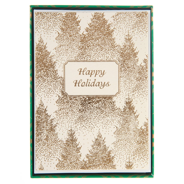 Gold Dotted Trees Large Signature Holiday Boxed Card - Graphique de France