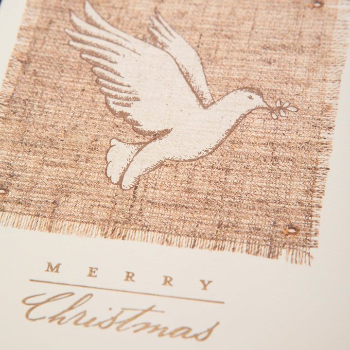 Gold Dove on Burlap Large Signature Holiday Boxed Card - Graphique de France