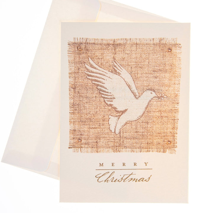 Gold Dove on Burlap Large Signature Holiday Boxed Card - Graphique de France