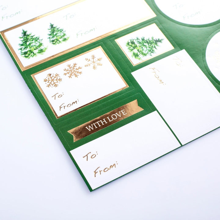 Green Trees Holiday Gift Labels - Graphique de France