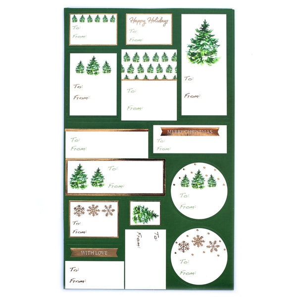 Green Trees Holiday Gift Labels - Graphique de France