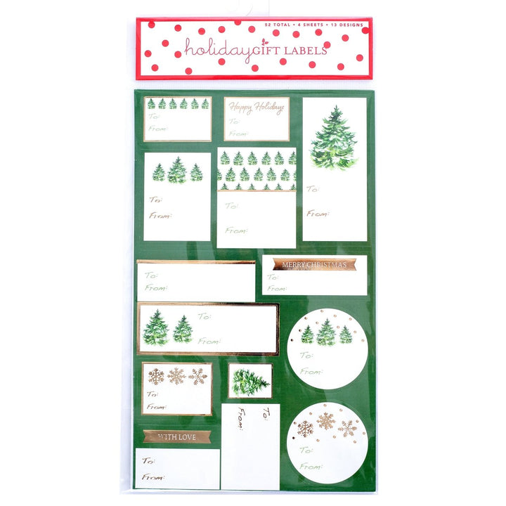 Green Trees Holiday Gift Labels - Graphique de France