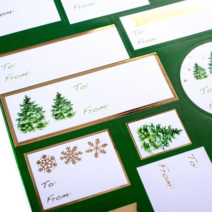 Green Trees Holiday Gift Labels - Graphique de France