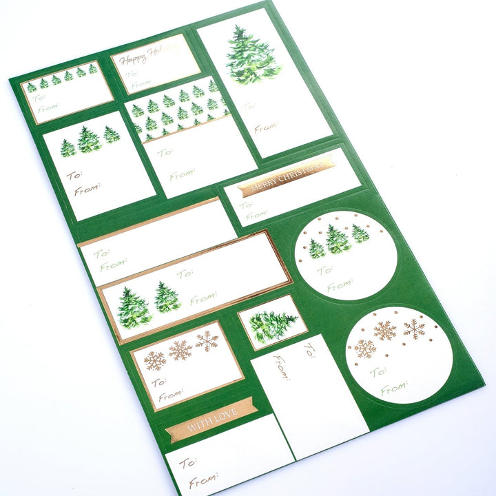 Green Trees Holiday Gift Labels - Graphique de France