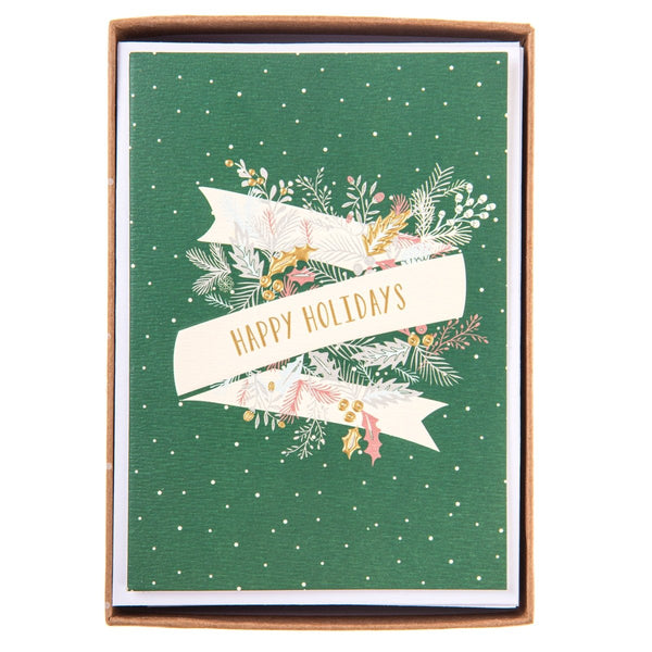 Happy Holidays Banner Petite Boxed Cards - Graphique de France