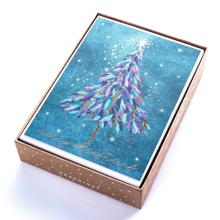 Jewel Tones Tree Large Classic Holiday Boxed Card - Graphique de France