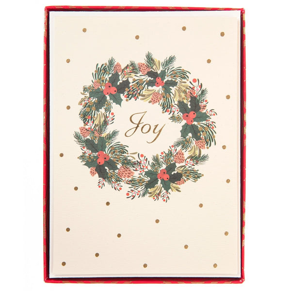 Joy Wreath Large Signature Holiday Boxed Card - Graphique de France