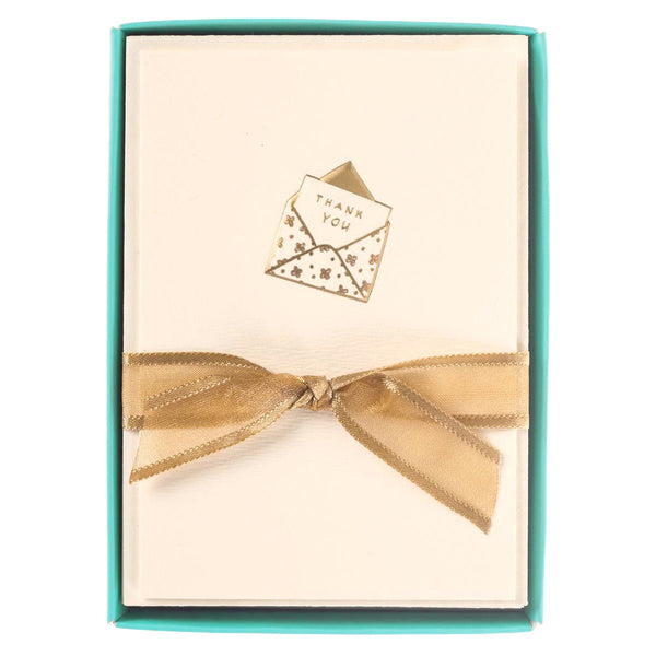 Just a Note Boxed Thank You Cards | 10 ct | Cream & Gold | La