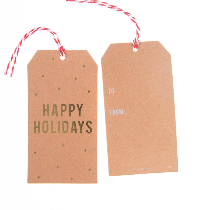 Kraft and Gold Single Holiday Gift Tags - Graphique de France