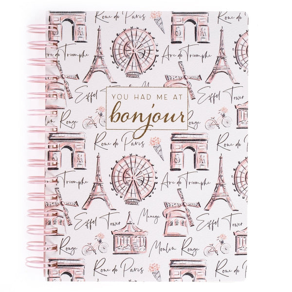 Meet me in Paris 6 x 8 Spiral Vegan Leather Journal - Graphique de France