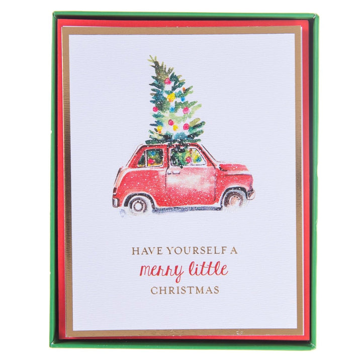 Merry little car Mid - Sized Holiday Boxed Card - Graphique de France