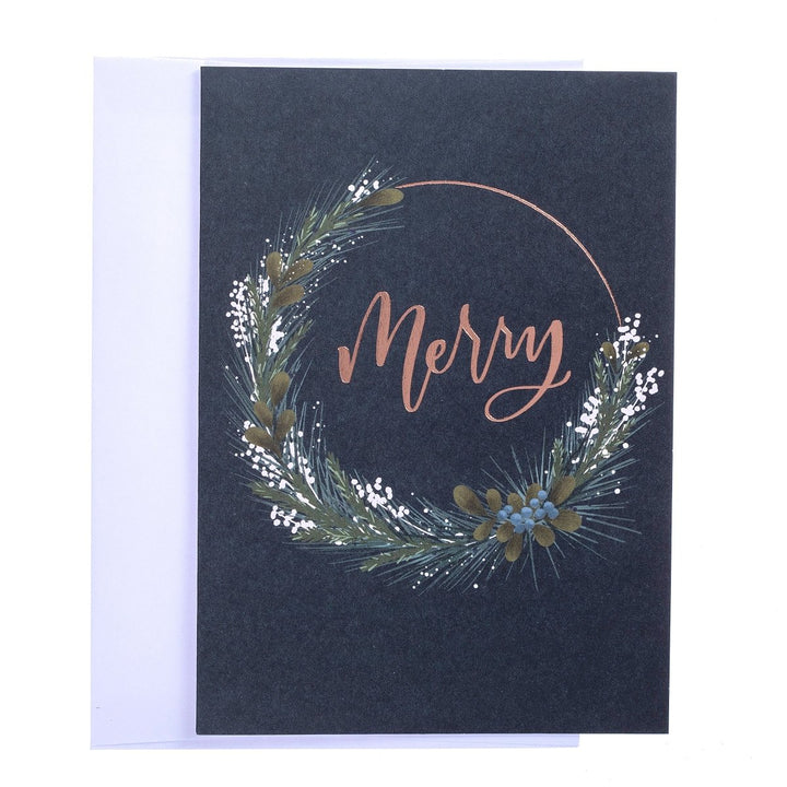 Merry Wreath Large Classic Holiday Boxed Card - Graphique de France