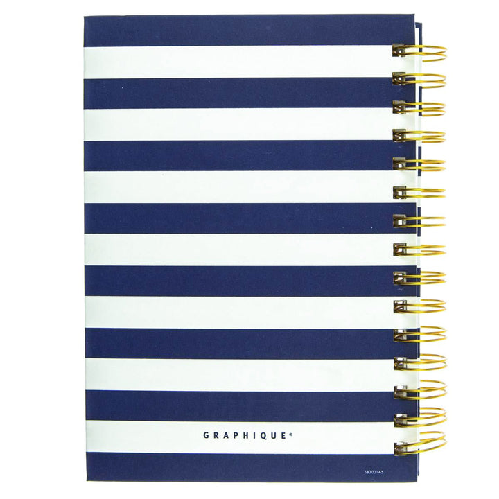 Navy Stripe 6 x 8 Spiral Hard Cover Journal - Graphique de France