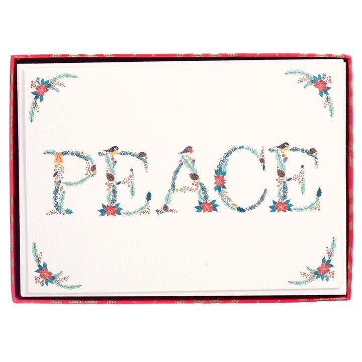 Peace Foliage Birds Large Signature Holiday Boxed Card - Graphique de France