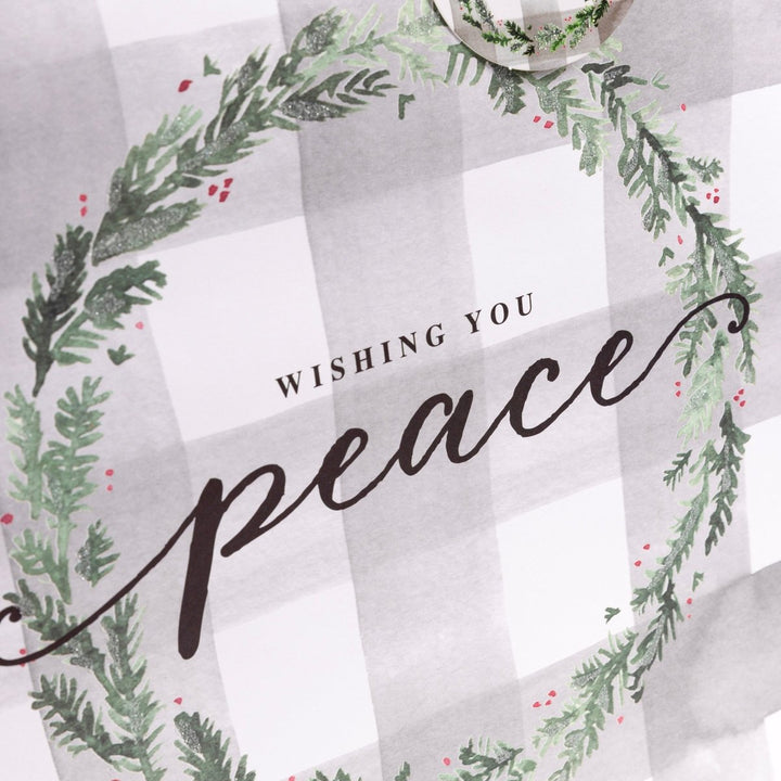 Peace Plaid Wreath Large Holiday Gift Bag - Graphique de France