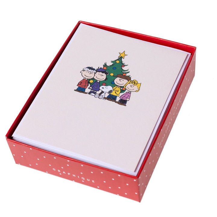 Peanuts Gang and Tree Mid - Sized Holiday Boxed Card - Graphique de France