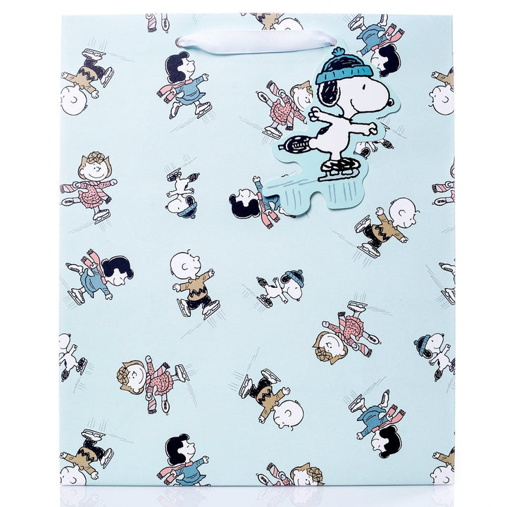 Peanuts Skating Pattern Large Holiday Gift Bag - Graphique de France