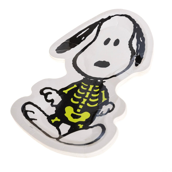 Snoopy Skeleton Halloween Paper Plates 16 ct inch White