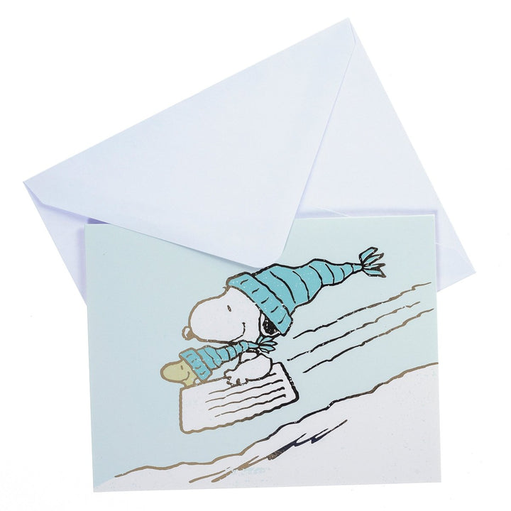 Peanuts&#8482; Sledding Light Blue Mid - Sized Holiday Boxed Card - Graphique de France