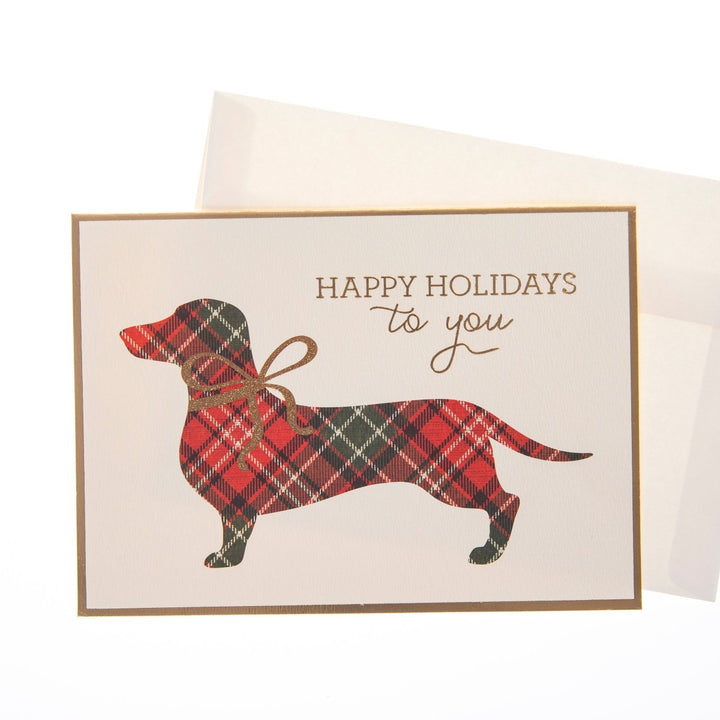 Plaid dachshund Large Signature Holiday Boxed Card - Graphique de France