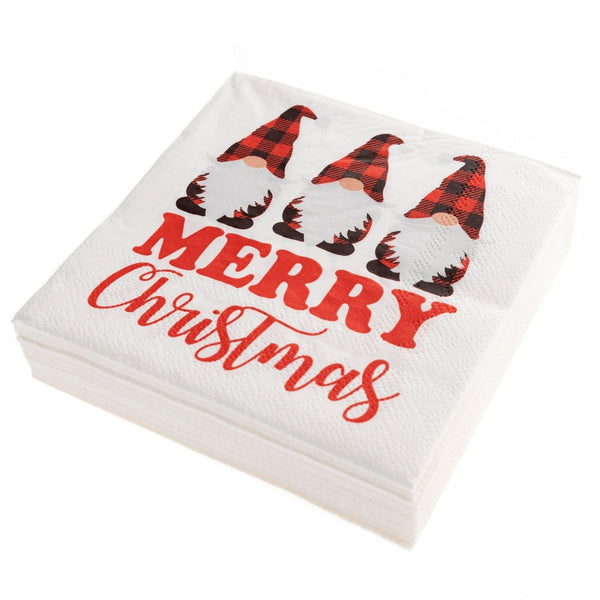 Plaid Gnomes Holiday Cocktail Napkins - Graphique de France