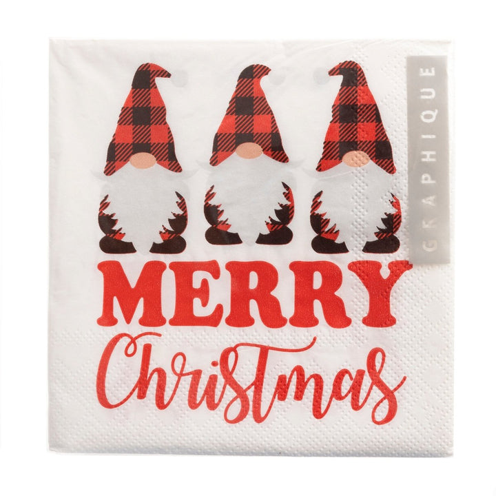 Plaid Gnomes Holiday Cocktail Napkins - Graphique de France