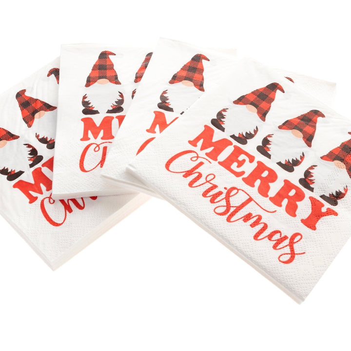 Plaid Gnomes Holiday Cocktail Napkins - Graphique de France