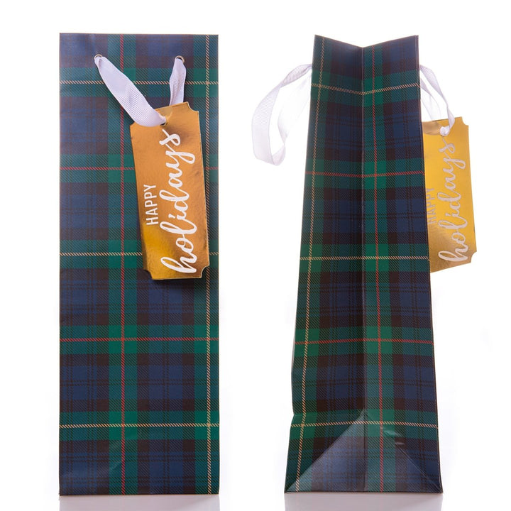 Plaid Holiday Wine Gift Bags Set - Graphique de France