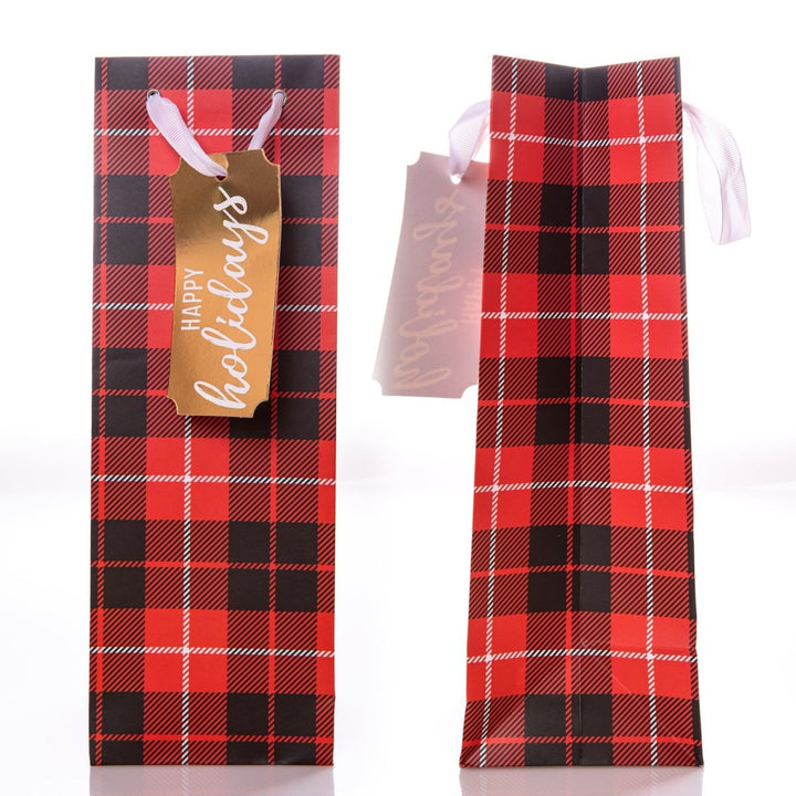 Plaid Holiday Wine Gift Bags Set - Graphique de France