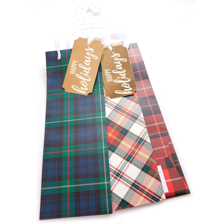 Plaid Holiday Wine Gift Bags Set - Graphique de France