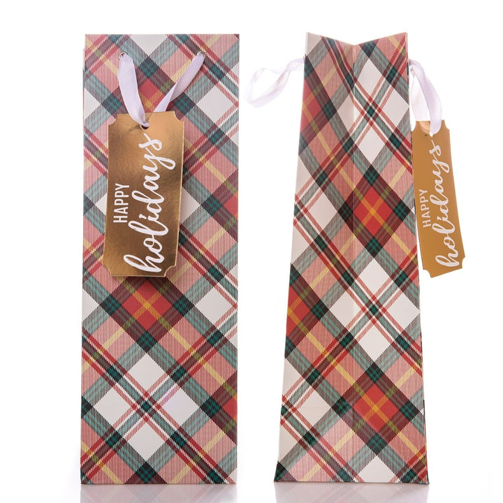 Plaid Holiday Wine Gift Bags Set - Graphique de France