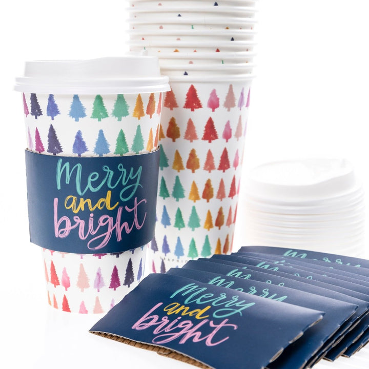 Rainbow Trees Holiday Disposable Travel Cups - Graphique de France