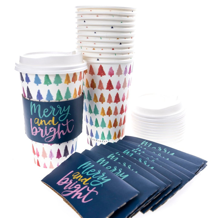 Rainbow Trees Holiday Disposable Travel Cups - Graphique de France