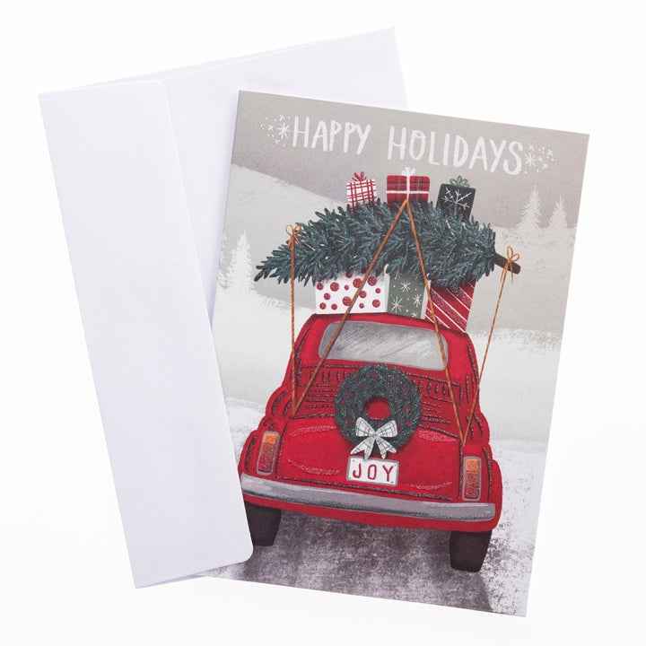 Red Car Joy Large Classic Holiday Boxed Card - Graphique de France