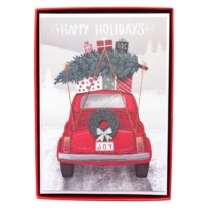 Red Car Joy Large Classic Holiday Boxed Card - Graphique de France