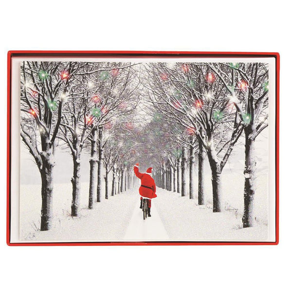 Santa Playing In Snow Large Classic Holiday Boxed Card - Graphique de France