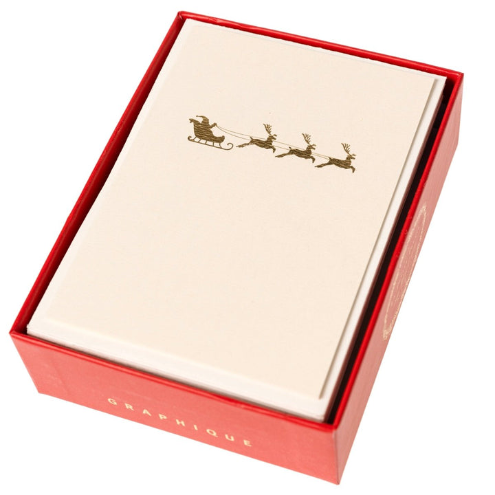 Santa Sleigh La Petite Noel Holiday Boxed Card - Graphique de France