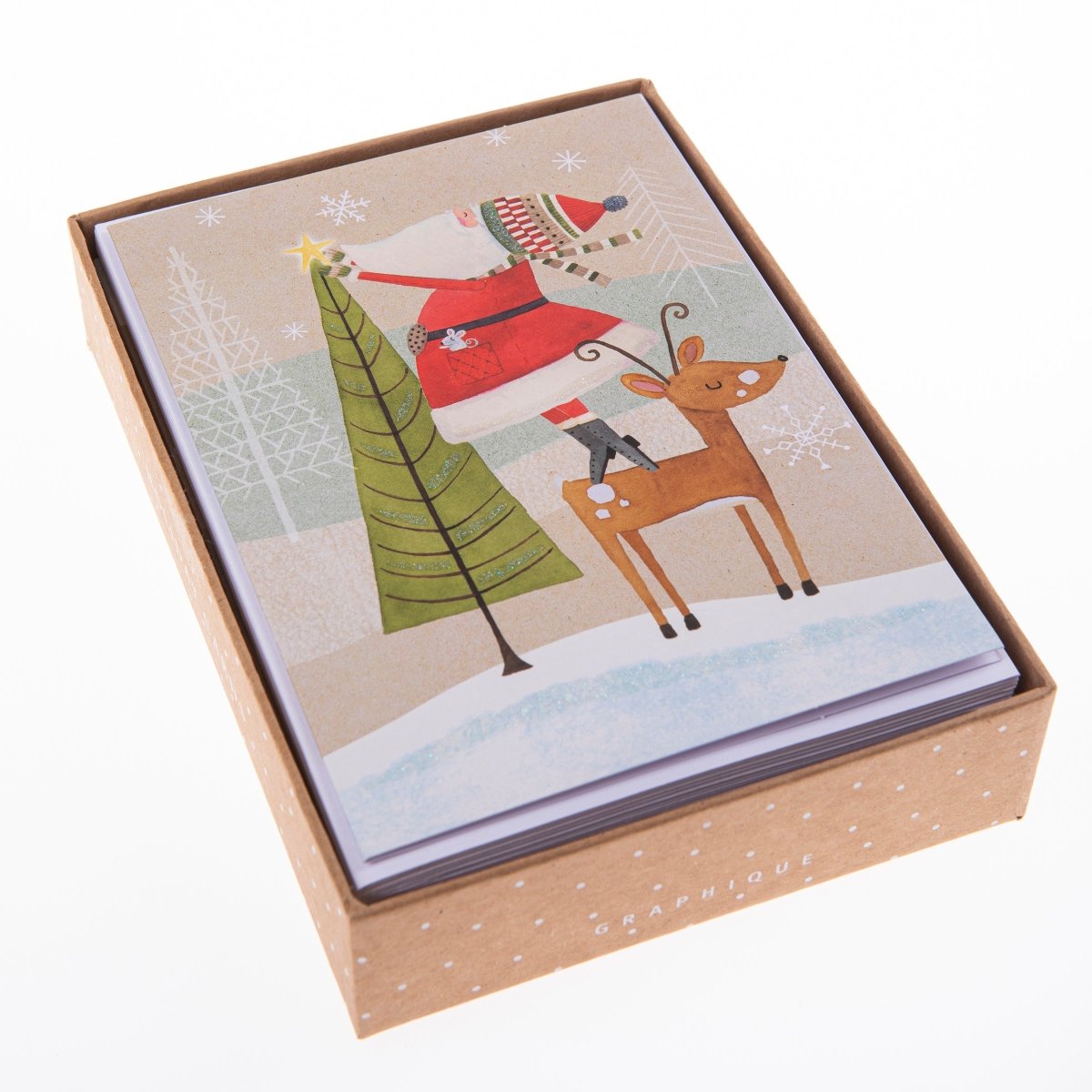 Santa Star Boxed Holiday Cards | 15 ct | Neutrals | Christmas