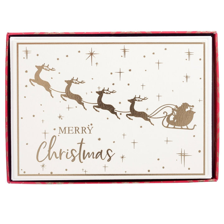 Santa with Reindeer Large Signature Holiday Boxed Card - Graphique de France