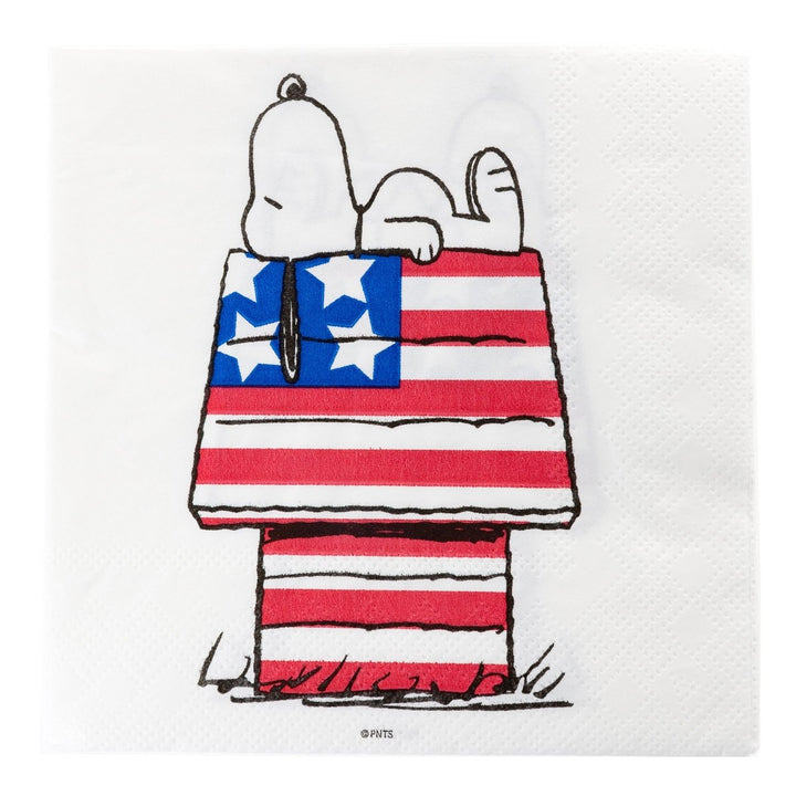 Snoopy on American Flag House Cocktail Napkins - Graphique de France